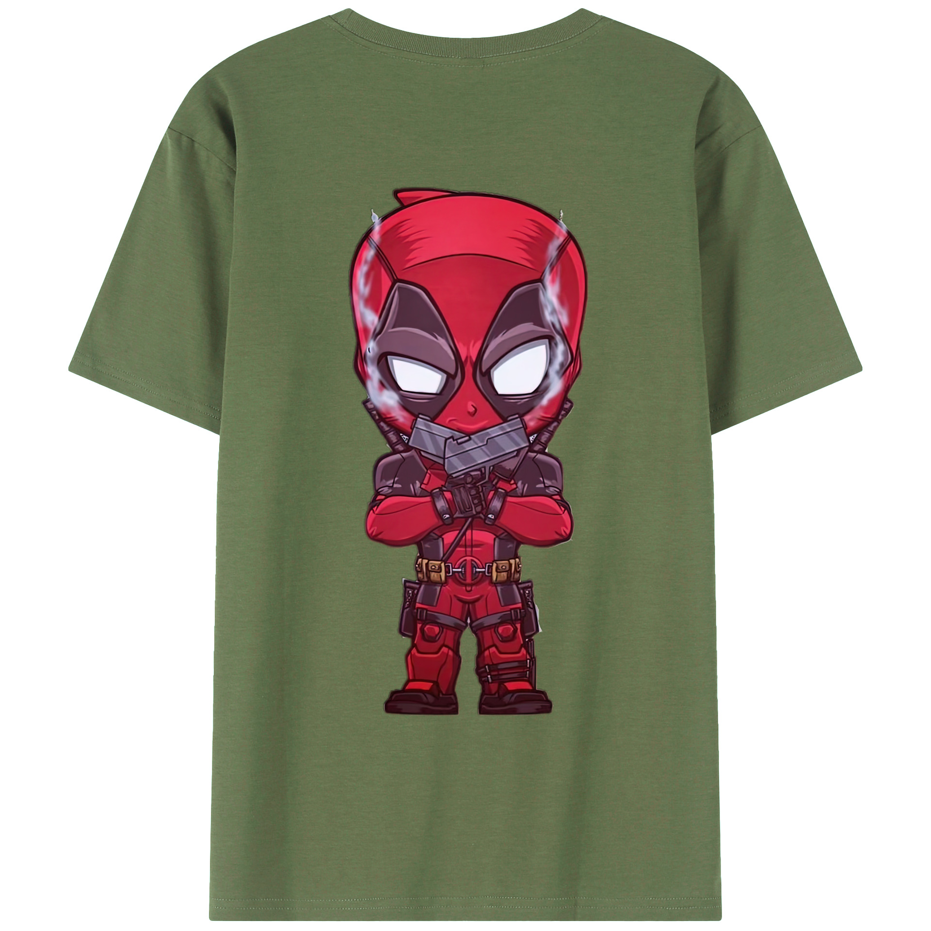 （画像用） Deadpool デッドプール 綿100％ メンズ半袖Tシャツ（バックプリント） 通気性